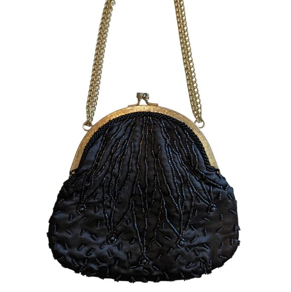 Vintage Black Beaded Handbag - Picture 1 of 11